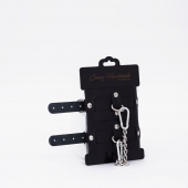 Черные кожаные оковы с хромированной фурнитурой - Crazy Handmade - купить с доставкой в Керчи