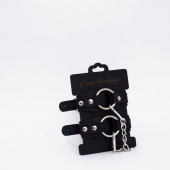 Черные кожаные оковы с кольцом - Crazy Handmade - купить с доставкой в Керчи