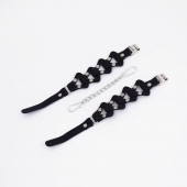 Черные кожаные оковы из звеньев - Crazy Handmade - купить с доставкой в Керчи