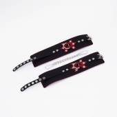 Черные кожаные оковы с красным декором и строчкой - Crazy Handmade - купить с доставкой в Керчи