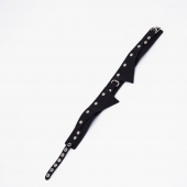 Черный однослойный кожаный ошейник с имитацией воротничка - Crazy Handmade - купить с доставкой в Керчи