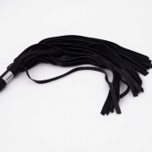 Черный кожаный флоггер со стальной ручкой - 45 см. - Crazy Handmade - купить с доставкой в Керчи