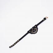 Черный фигурный кожаный ошейник с золотистой фурнитурой - Crazy Handmade - купить с доставкой в Керчи