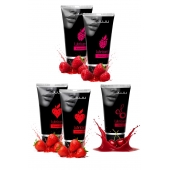 Набор из 5 съедобных лубрикантов JUJU (клубника х 2, малина х 2, вишня) - JuJu - купить с доставкой в Керчи