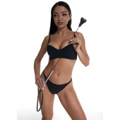 Стек с черным кожаным наконечником в виде сердца и металлической ручкой - 67 см. - Crazy Handmade - купить с доставкой в Керчи