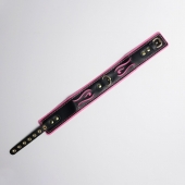 Черно-розовый ошейник с золотистой фурнитурой - Crazy Handmade - купить с доставкой в Керчи