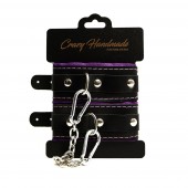 Черно-фиолетовые скругленные наручники с мягкой подкладкой - Crazy Handmade - купить с доставкой в Керчи