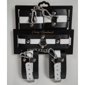 Набор фиксаторов из черной и белой натуральной кожи - Crazy Handmade - купить с доставкой в Керчи