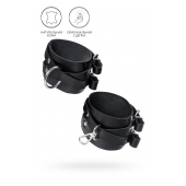 Черные кожаные оковы с двумя перекрёстными ремешками - Pecado - купить с доставкой в Керчи