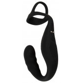 Черное эрекционное кольцо со стимуляцией промежности и анальной пробкой Cock Ring with RC Prostate Plug - Orion - в Керчи купить с доставкой