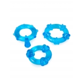 Набор из 3 синих эрекционных колец с различным рельефом - Erowoman-Eroman - в Керчи купить с доставкой
