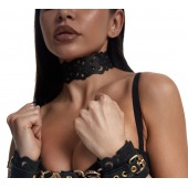 Черный ажурный чокер с золотистой фурнитурой - Crazy Handmade - купить с доставкой в Керчи