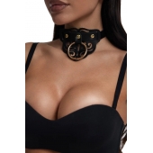 Черный чокер с клепками и золотистой фурнитурой - Crazy Handmade - купить с доставкой в Керчи