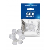 Прозрачное эрекционное кольцо с 6 стимулирующими шариками - Sex Expert - в Керчи купить с доставкой