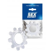 Прозрачное эрекционное кольцо со стимулирующими шариками - Sex Expert - в Керчи купить с доставкой