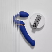 Синий безремневой страпон Multi Orgasm Bendable Strap-On size XL с клиторальной стимуляцией - Strap-on-me - купить с доставкой в Керчи