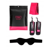 Черно-розовый эротический набор: маска, наручники и повязка - Erokay - купить с доставкой в Керчи