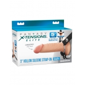 Телесный пустотелый фаллопротез 5’’ Hollow Silicone Strap-On - 14 см. - Pipedream - купить с доставкой в Керчи