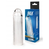Прозрачная закрытая насадка на пенис с ребрышками - 16 см. - Sex Expert - в Керчи купить с доставкой