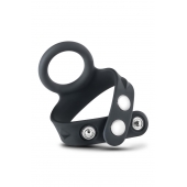 Черное эрекционное кольцо с подхватом мошонки на кнопках VS6 - Blush Novelties - в Керчи купить с доставкой