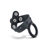 Черное эрекционное кольцо с подхватом мошонки на кнопках VS6 - Blush Novelties - в Керчи купить с доставкой