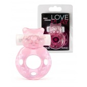 Розовое эрекционное виброкольцо в форме мишки - 1137 - в Керчи купить с доставкой
