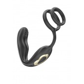 Черная анальная пробка с вращением и эрекционными кольцами - Ibiza - в Керчи купить с доставкой