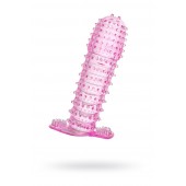 Гелевая розовая насадка с шипами - 12 см. - Toyfa Basic - в Керчи купить с доставкой