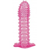 Гелевая розовая насадка с шипами - 12 см. - Toyfa Basic - в Керчи купить с доставкой