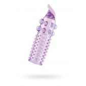 Гелевая фиолетовая насадка с шариками, шипами и усиком - 11 см. - Toyfa Basic - в Керчи купить с доставкой