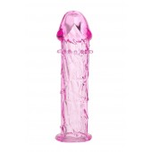 Гладкая розовая насадка с усиками под головкой - 12,5 см. - Toyfa Basic - в Керчи купить с доставкой