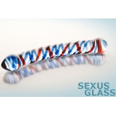 Двусторонний стеклянный фаллос с разноцветными спиралями - Sexus