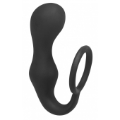 Чёрное эрекционное кольцо с анальной пробкой Double Pleasure Anal Plug - Lola Games - в Керчи купить с доставкой