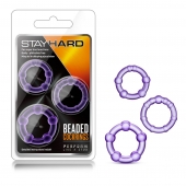 Набор из 3 фиолетовых эрекционных колец Stay Hard Beaded Cockrings - Blush Novelties - в Керчи купить с доставкой