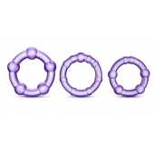 Набор из 3 фиолетовых эрекционных колец Stay Hard Beaded Cockrings - Blush Novelties - в Керчи купить с доставкой