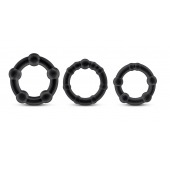 Набор из 3 чёрных эрекционных колец Stay Hard Beaded Cockrings - Blush Novelties - в Керчи купить с доставкой