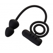 Чёрное эрекционное кольцо с вибропулькой и анальным хвостом - Erotist Adult Toys - в Керчи купить с доставкой