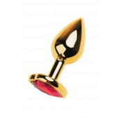 Золотистая анальная пробка с кристаллом-сердцем - 7,5 см. - ToyFa - купить с доставкой в Керчи