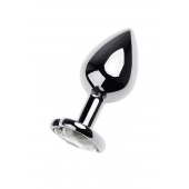 Серебристая анальная пробка с прозрачным кристаллом-сердцем - 8 см. - ToyFa - купить с доставкой в Керчи