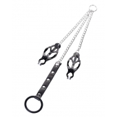 Черно-серебристые зажимы для сосков с кольцом для пениса TOYFA Metal - ToyFa - купить с доставкой в Керчи