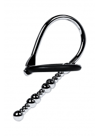 Серебристый уретральный плаг-бусины TOYFA Metal с мягким фиксириющим кольцом - ToyFa - купить с доставкой в Керчи