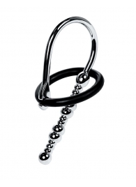 Серебристый уретральный плаг-бусины TOYFA Metal с мягким фиксириющим кольцом - ToyFa - купить с доставкой в Керчи