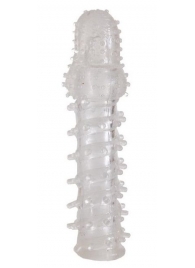 Прозрачная, закрытая насадка с шипами и точками - 13,5 см. - Toyfa Basic - в Керчи купить с доставкой