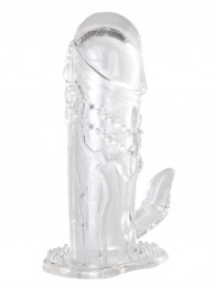 Прозрачная гелевая насадка с клиторальным отростком - 13 см. - Toyfa Basic - в Керчи купить с доставкой