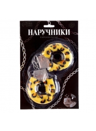 Металлические наручники с леопардовой плюшевой отделкой - Сима-Ленд - купить с доставкой в Керчи