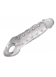 Прозразная закрытая насадка на пенис с поддержкой мошонки Clearly Ample Penis Enhancer - 22 см. - XR Brands - в Керчи купить с доставкой