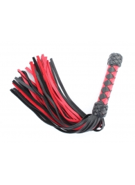 Черно-красная клеть с плетеной ручкой с ромбовидным узором - 45 см. - БДСМ Арсенал - купить с доставкой в Керчи