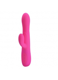 Розовый вибратор Douglas с клиторальным отростком и функцией расширения - 24,9 см. - Baile