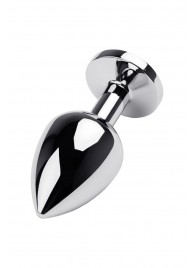 Серебристая коническая анальная пробка с красным кристаллом - 8 см. - ToyFa - купить с доставкой в Керчи