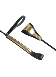 Черно-золотистый стек с хлопушкой из кожи - 62 см. - Sitabella - купить с доставкой в Керчи